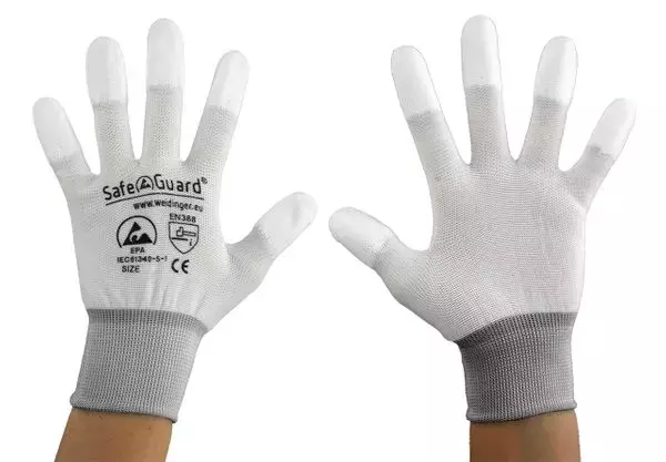 Safeguard® DSWL374, Safeguard® ESD Glove, Coated Fingertips (White), image 5, gallery thumbnail