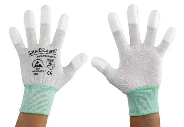 Safeguard® DSWL374, Safeguard® ESD Glove, Coated Fingertips (White), image 4, gallery thumbnail
