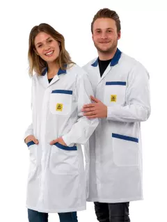 Safeguard® DSWL424, Safeguard® Pro Line ESD-arbetsrock, vit/blå
