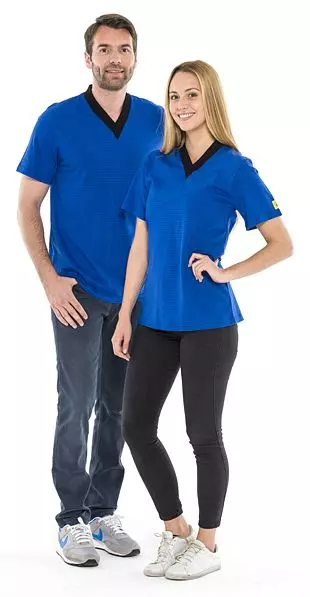 Safeguard® DSWL35, Safeguard® ESD T Shirt, V Ausschnitt, Royalblau/Schwarz, image 1, gallery thumbnail