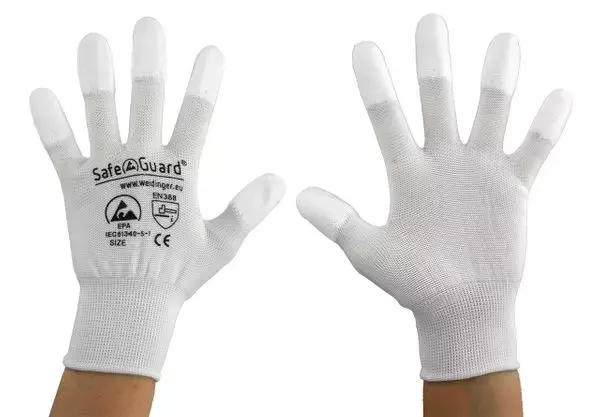 Safeguard® DSWL374, Safeguard® ESD Glove, Coated Fingertips (White), image 3, gallery thumbnail