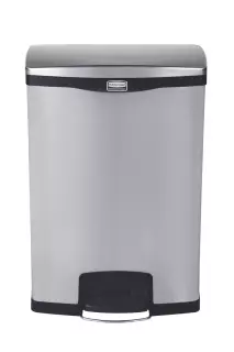 Rubbermaid 1901999, Slim Jim Metal Pedal Bin Front Step to Open, 90L Stainless Steel Dustbin