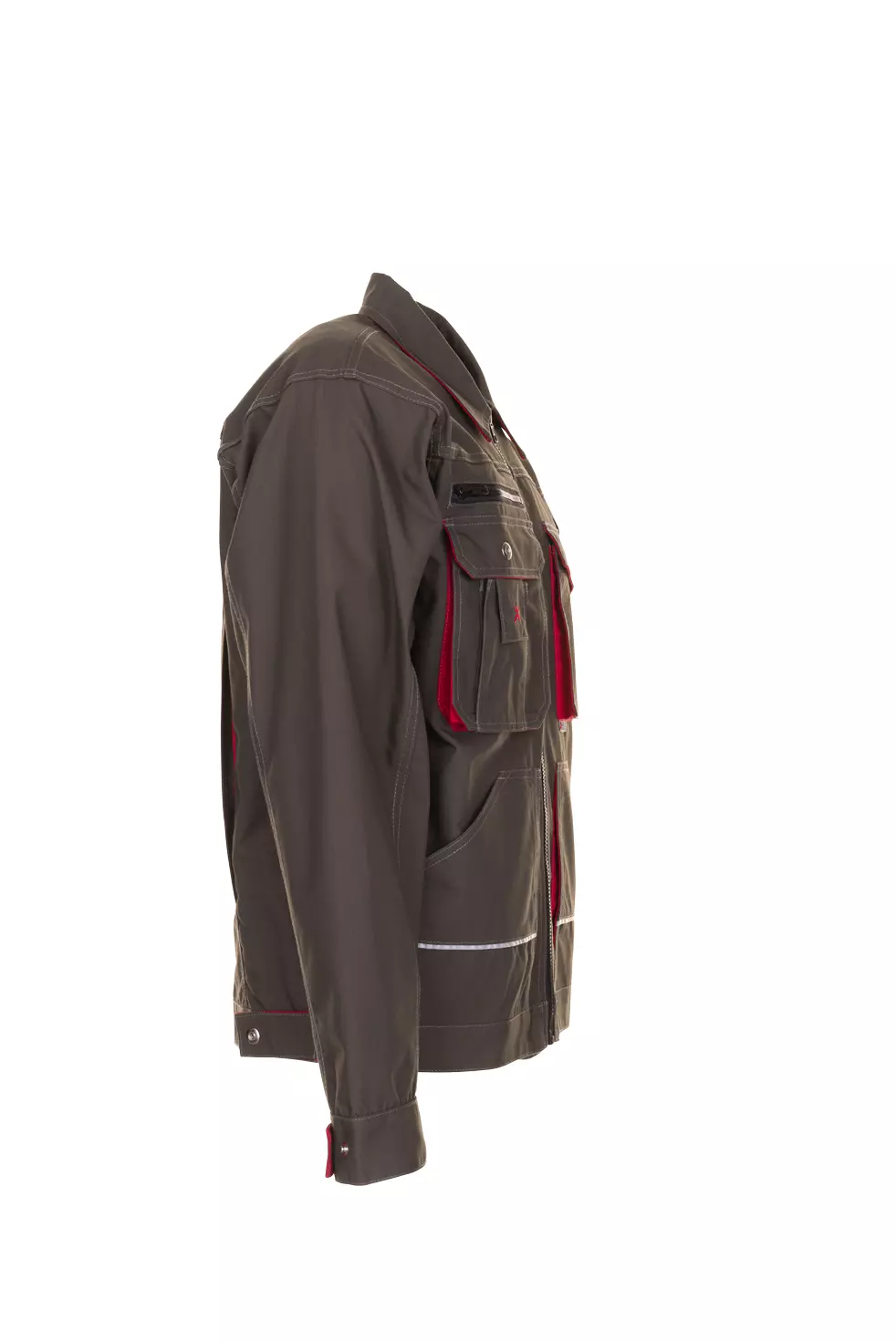 Planam 2813-BASBU, Basalt Waisted Jacket Olive/Red, image 4, gallery thumbnail