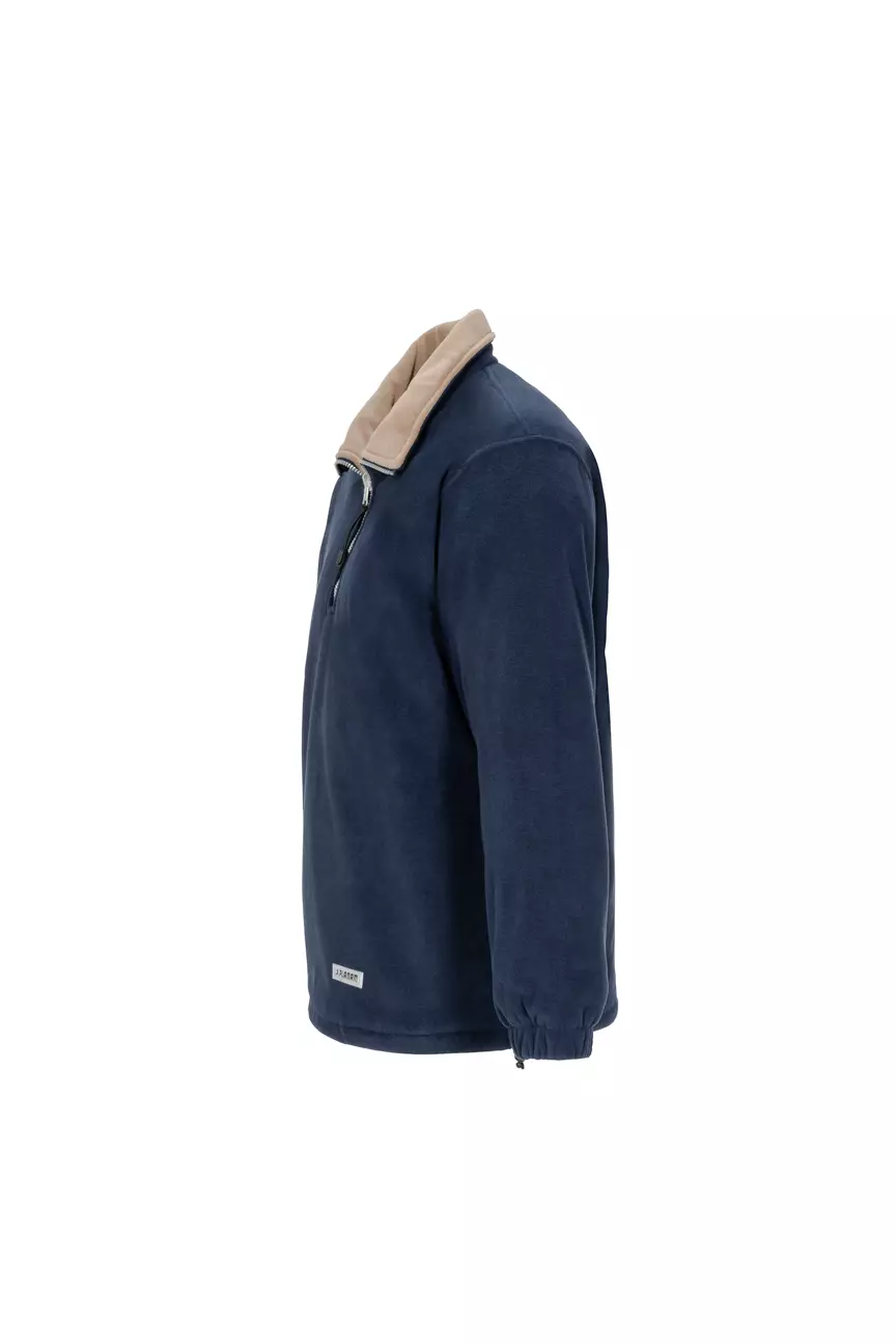Planam 0350-PRRE, Outdoor Relax Fleece-troyer tummansininen/kamelinruskea, image 3, gallery thumbnail