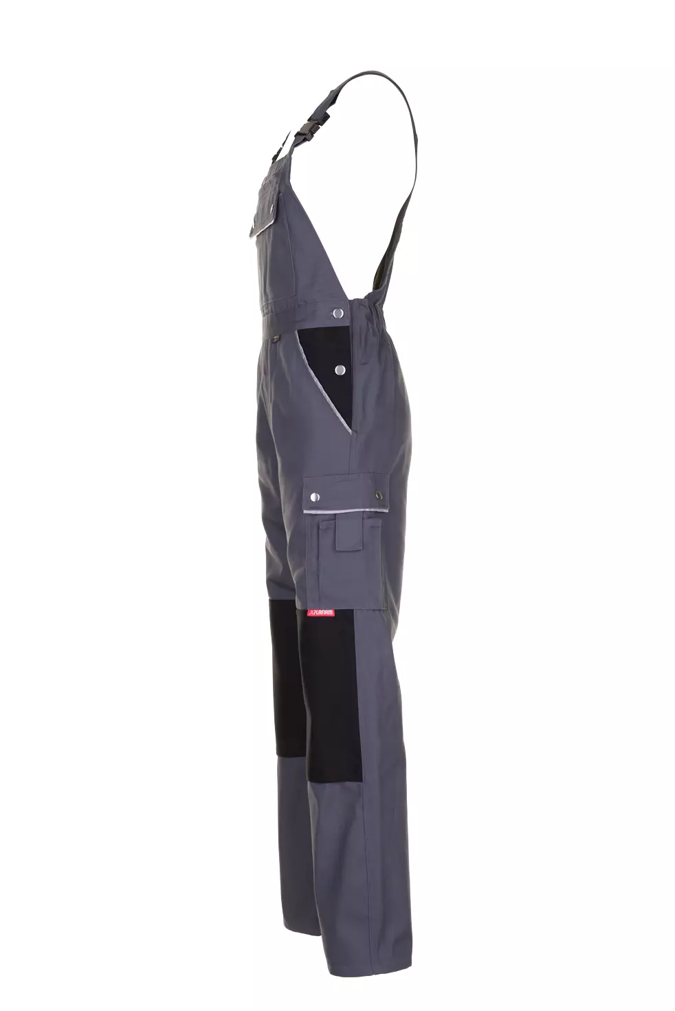 Planam 2133-CALAUE, Canvas 320 Dungarees Grey/Black, image 3, gallery thumbnail