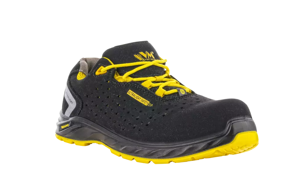 VM Footwear 2285-S1PLESD, CHICAGO Safety Low Shoes, S1P, Black/Yellow, image 1, gallery thumbnail