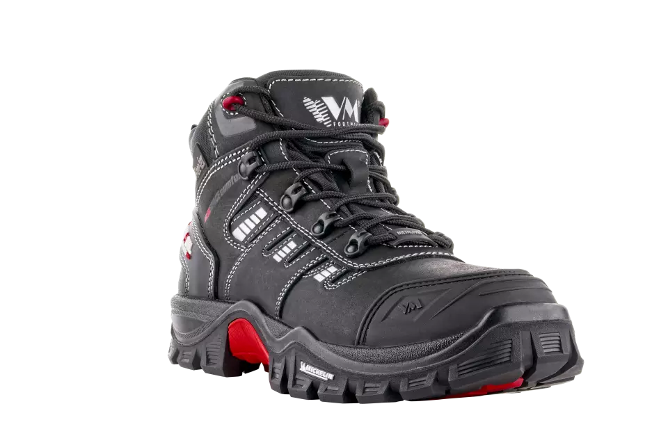 VM Footwear 7130-O2, BUFFALO Occupational Ankle Shoes, O2, Black/Red, image 1, gallery thumbnail