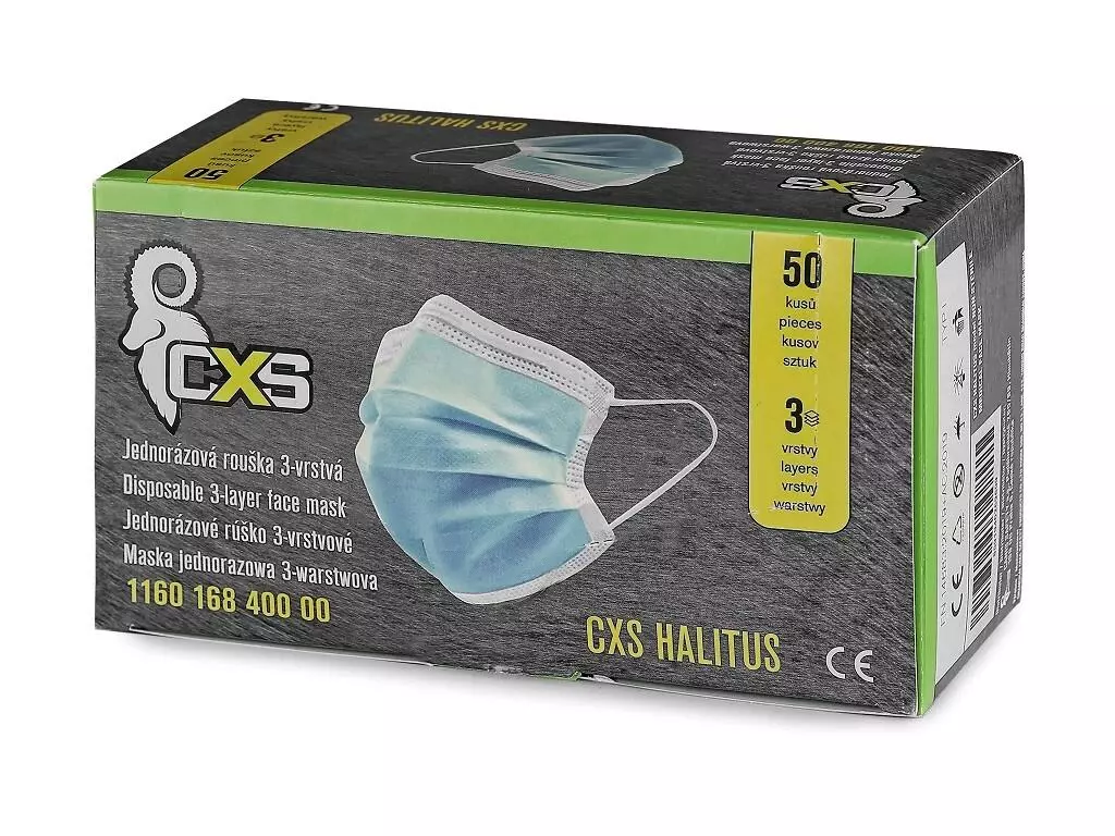 CXS 1160-168-400-00, Halitus Ansiktsmask för engångsbruk, EN 14683:2019, image 1