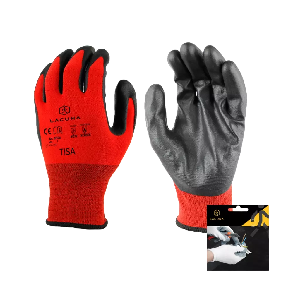 LACUNA 6TISARDWT-07, TISA Nitryle coated glove red, image 1, gallery thumbnail