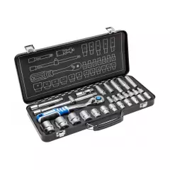Högert 8039, Socket wrench set with ratchet, 1/2, 29 pcs