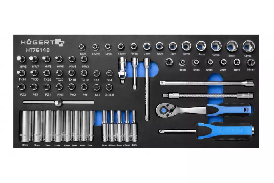 Högert 6344-1, Socket wrench set with ratchet, image 1, gallery thumbnail