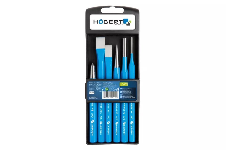 Högert 6066-6, Tool set - center punch, chisel, pin punch, 6 pcs., image 1, gallery thumbnail