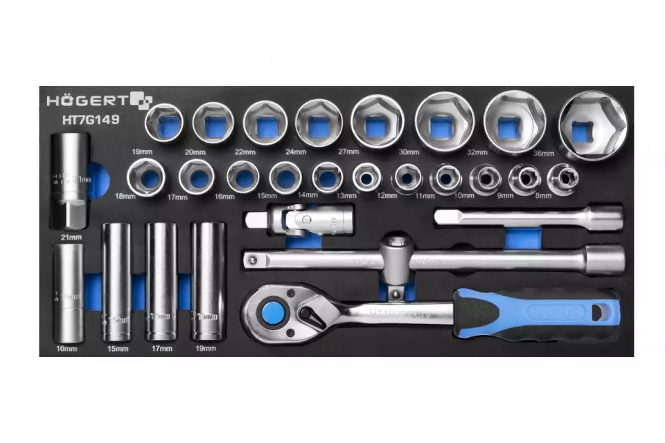Högert 6344-2, Socket wrench set with ratchet, image 1, gallery thumbnail