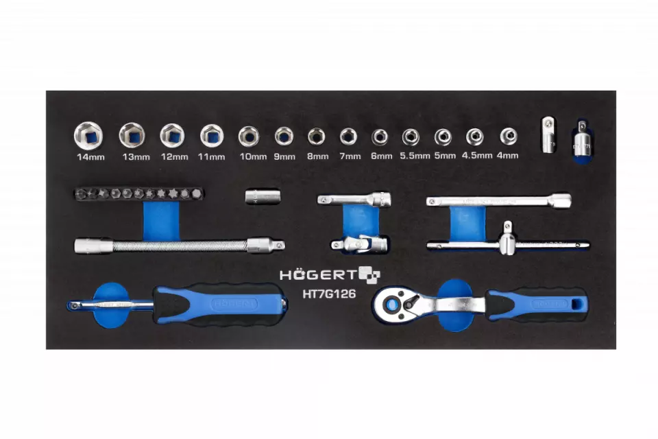 Högert 6331-1, Socket wrench set with ratchet, image 1, gallery thumbnail