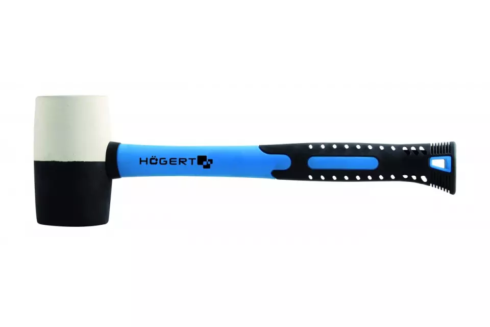 Högert 6036, Rubber mallet with fiberglass handle, 680 g, white/black, image 1, gallery thumbnail