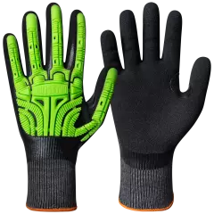 Granberg 115-5503, Schnittfeste Handschuhe mit Aufprallschutz, Schwarz/Grün