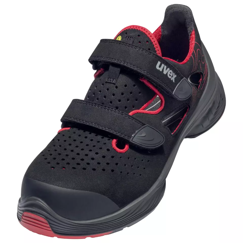 Uvex 68361, G2 S1P Sandals, Width 10, Black/Red, image 1, gallery thumbnail