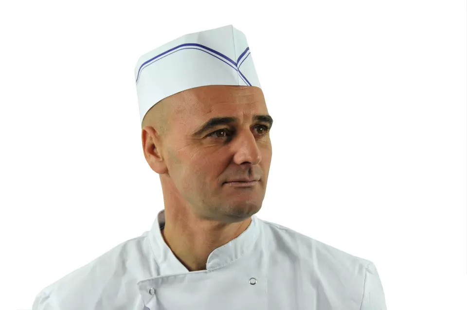 Hopen 70-503, Adjustable Eco Paper Cap & Border, White/Blue, image 1, gallery thumbnail