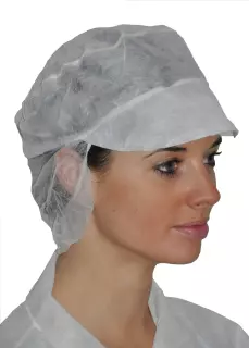 Hopen 70-401, PP Snooded Peaked Cap, 40 g/m², White