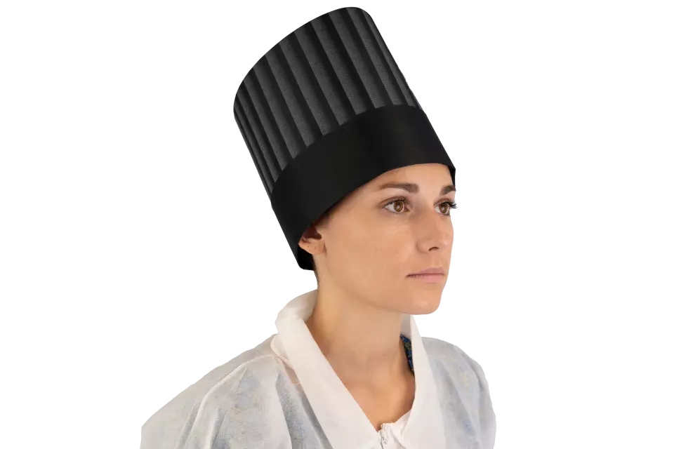 Hopen 70-625, Shadow Non Woven Chef's Hat, Size S, Black, image 1, gallery thumbnail