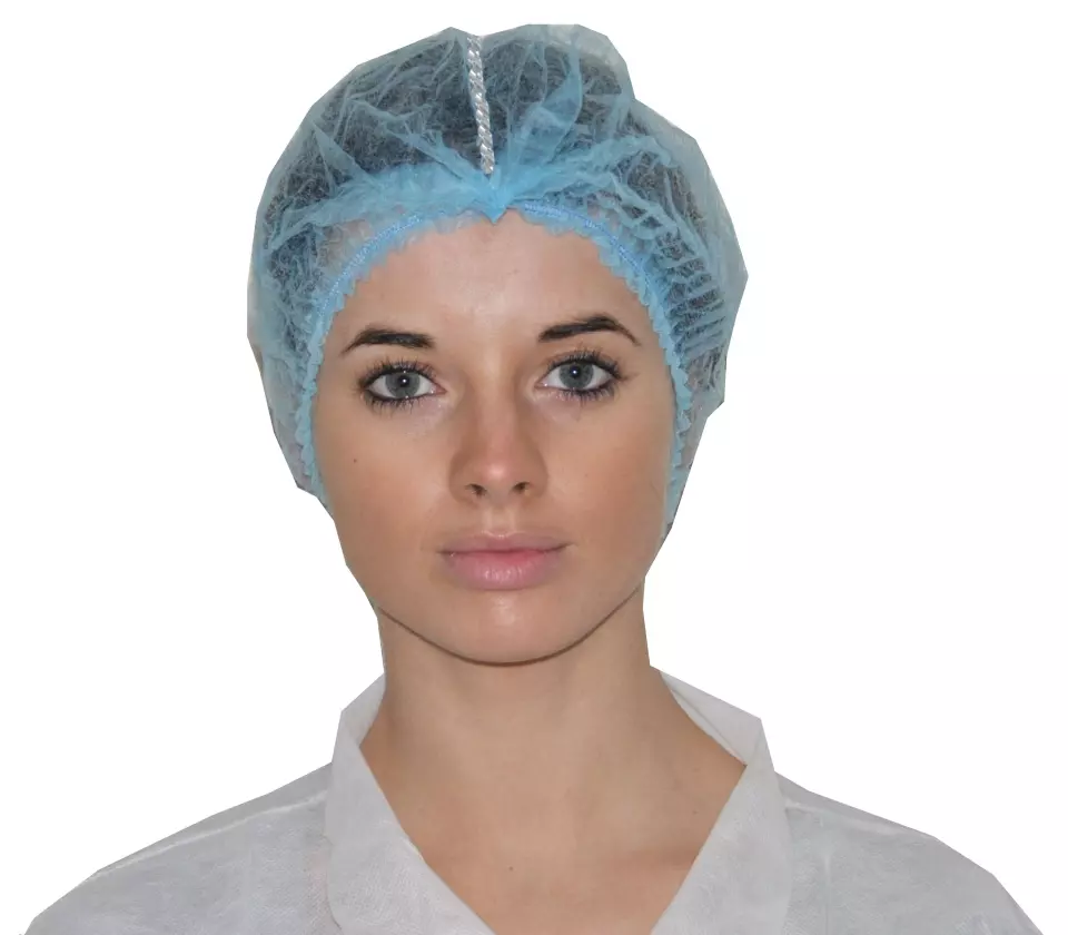 Hopen 70-102D, Detectable PP Single Layer Elastic Clip Cap, 12 g/m², Blue, image 1, gallery thumbnail