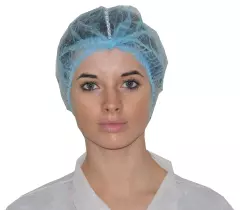 Hopen 70-102D, Detectable PP Single Layer Elastic Clip Cap, 12 g/m², Blue