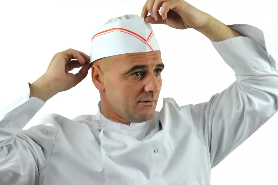 Hopen 70-502, Adjustable Eco Paper Cap & Border, White/Red, image 1, gallery thumbnail