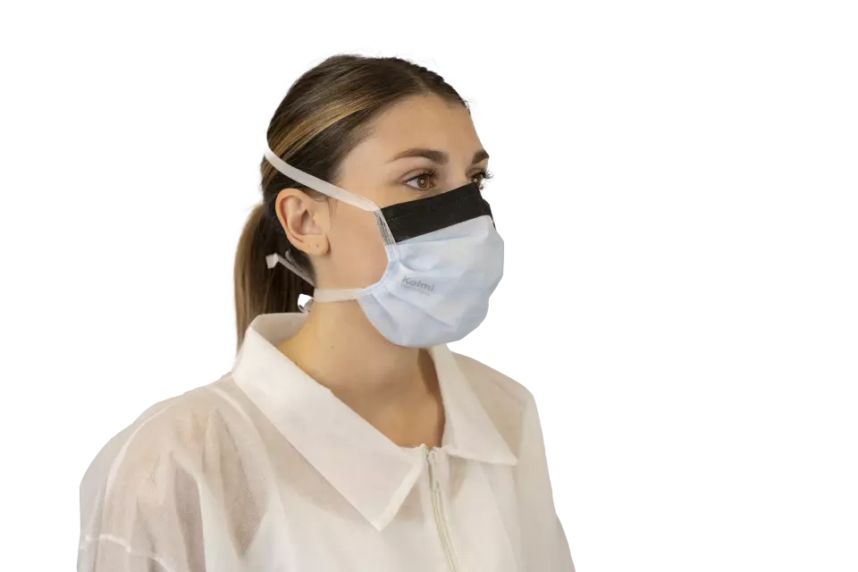 Medicom M24101MN-30, Op Air One Medicinsk mask med ett band, typ II antiimma med skumgummi, blå, image 3, gallery thumbnail