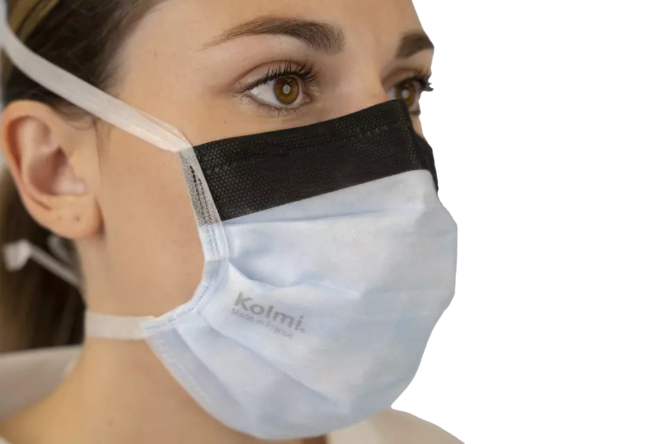 Medicom M24101MN-30, Op Air One Medicinsk mask med ett band, typ II antiimma med skumgummi, blå, image 1, gallery thumbnail