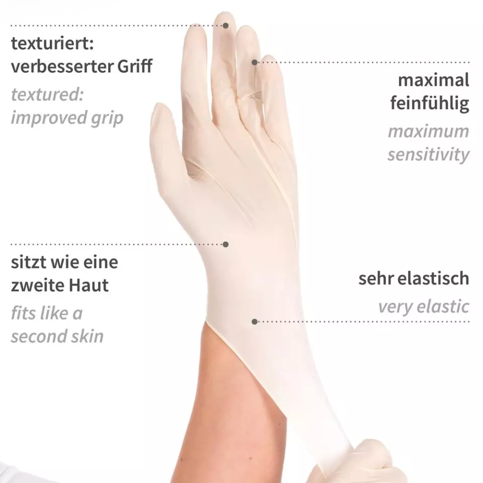 Hygonorm 26709, Grip Light Latex Gloves, Powder-Free, image 2, gallery thumbnail