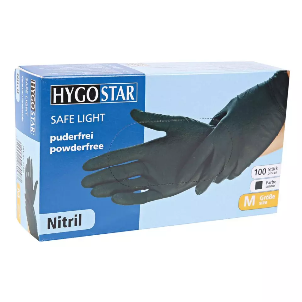 Hygostar 27028, Safe Light Nitrilhandskar, puderfria, 11/XXL, svart, image 3, gallery thumbnail