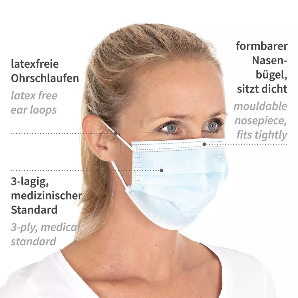 Hygostar 29176P, Type II 3-Ply PP Face Masks, Blue, Economy Pack, image 3, gallery thumbnail