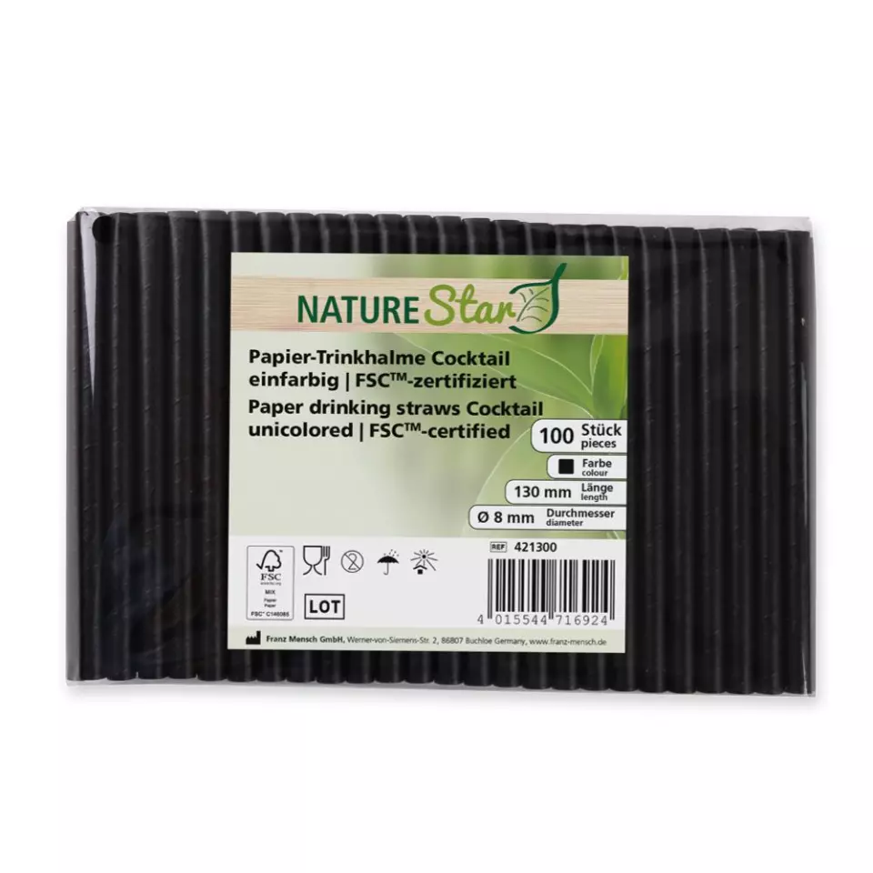 NATUREStar 421300, Cocktail luomupaperipillit, FSC®-mix, ø 8 mm, 130 mm, musta, image 4, gallery thumbnail
