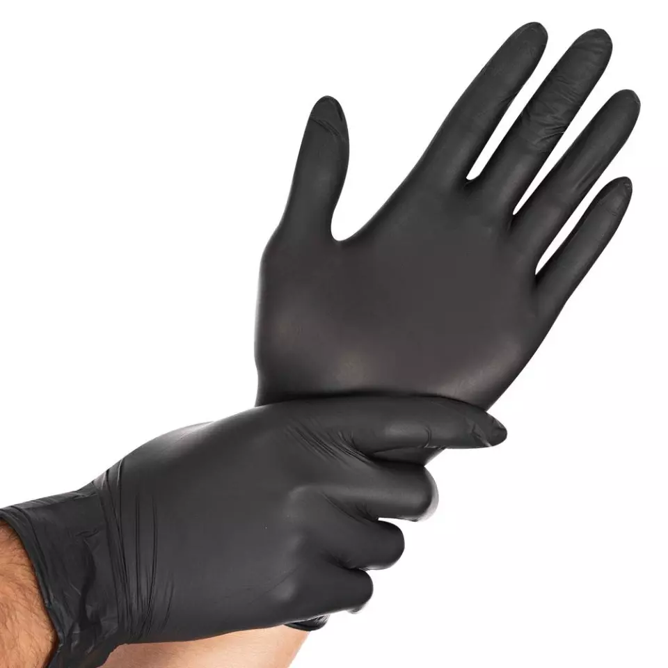 Hygostar 27028, Safe Light Nitrilhandskar, puderfria, 11/XXL, svart, image 1, gallery thumbnail