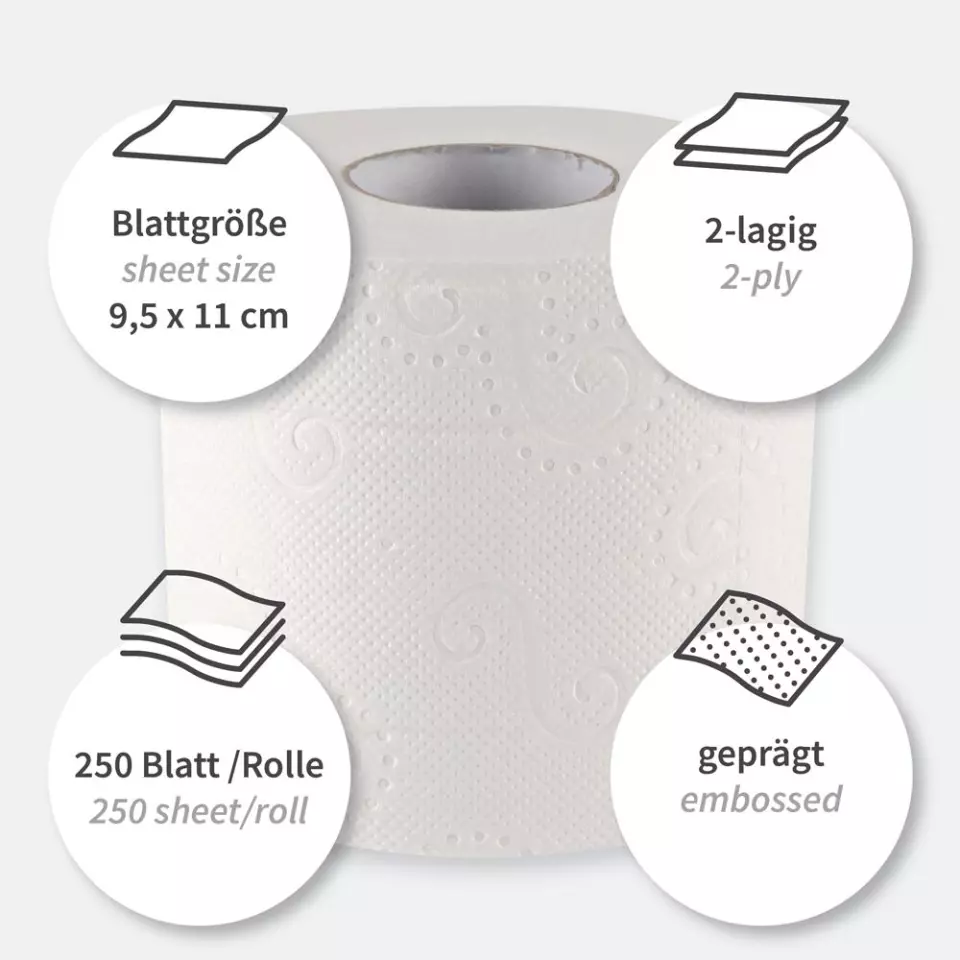 HygoClean 30421, 2-Ply Cellulose Toilet Paper, Small Roll, Bright White, image 3, gallery thumbnail