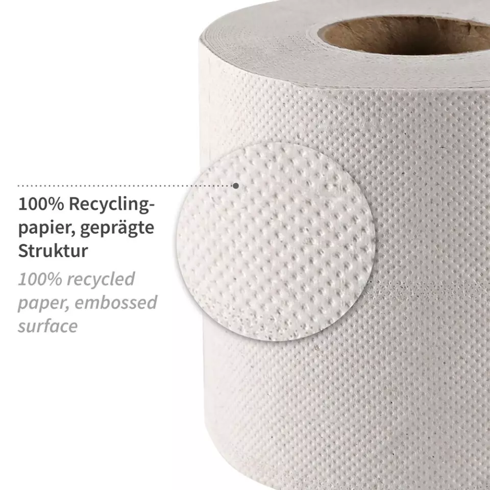 HygoClean 30426, 3-Ply Recycled Toilet Paper, Small Roll, Natural, image 2, gallery thumbnail