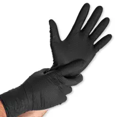 Franz Mensch 2709380, Power Grip Long Extra puuterittomat nitriilikäsineet, koko 12/XXXL, musta