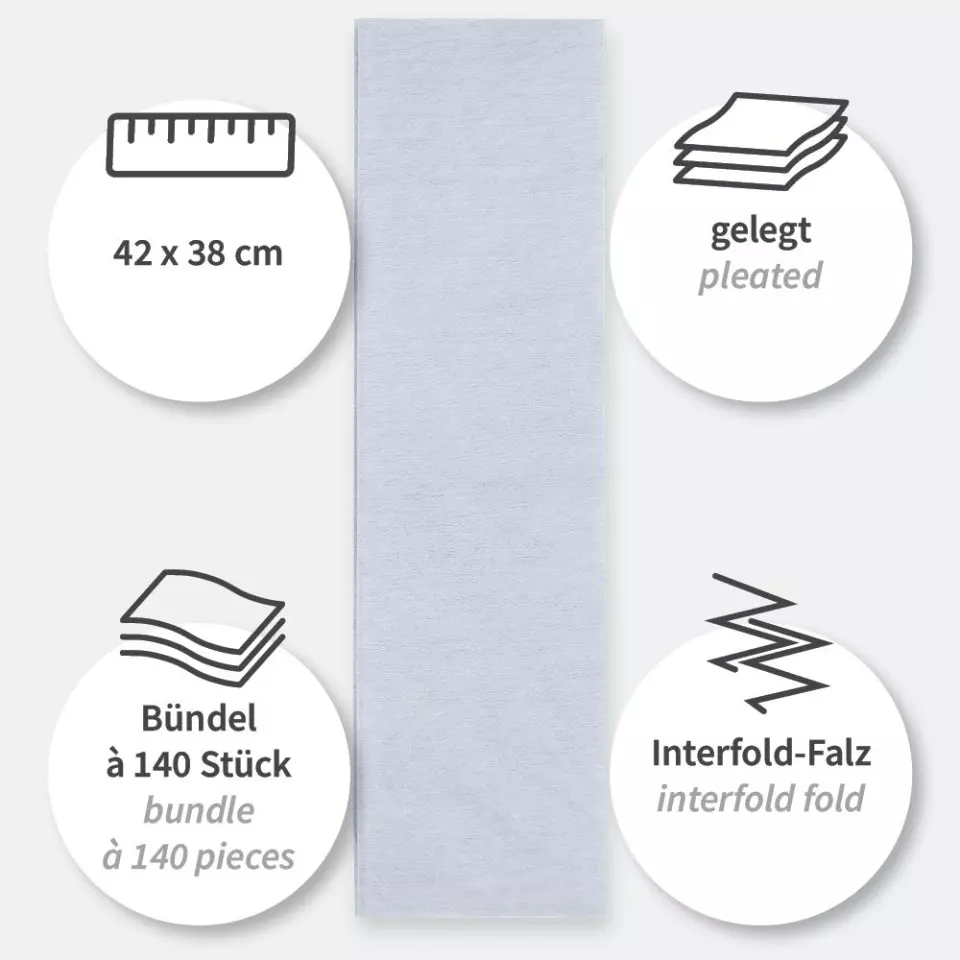 HygoClean 317881, Pleated Cellulose/Polyester Workshop Cloths, Grey, image 3, gallery thumbnail