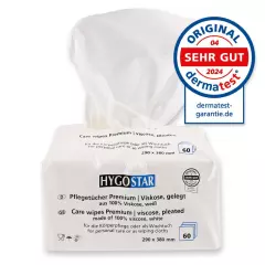 Hygostar 53620, Care Premium Pleated Viscose Wipes, 29 x 38 cm, White