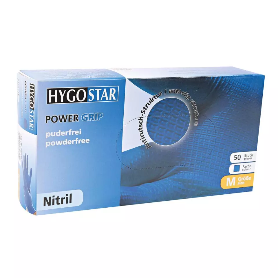 Hygostar 270826, Power Grip puuterittomat nitriilikäsineet, 11/XXL, siniset, image 3, gallery thumbnail