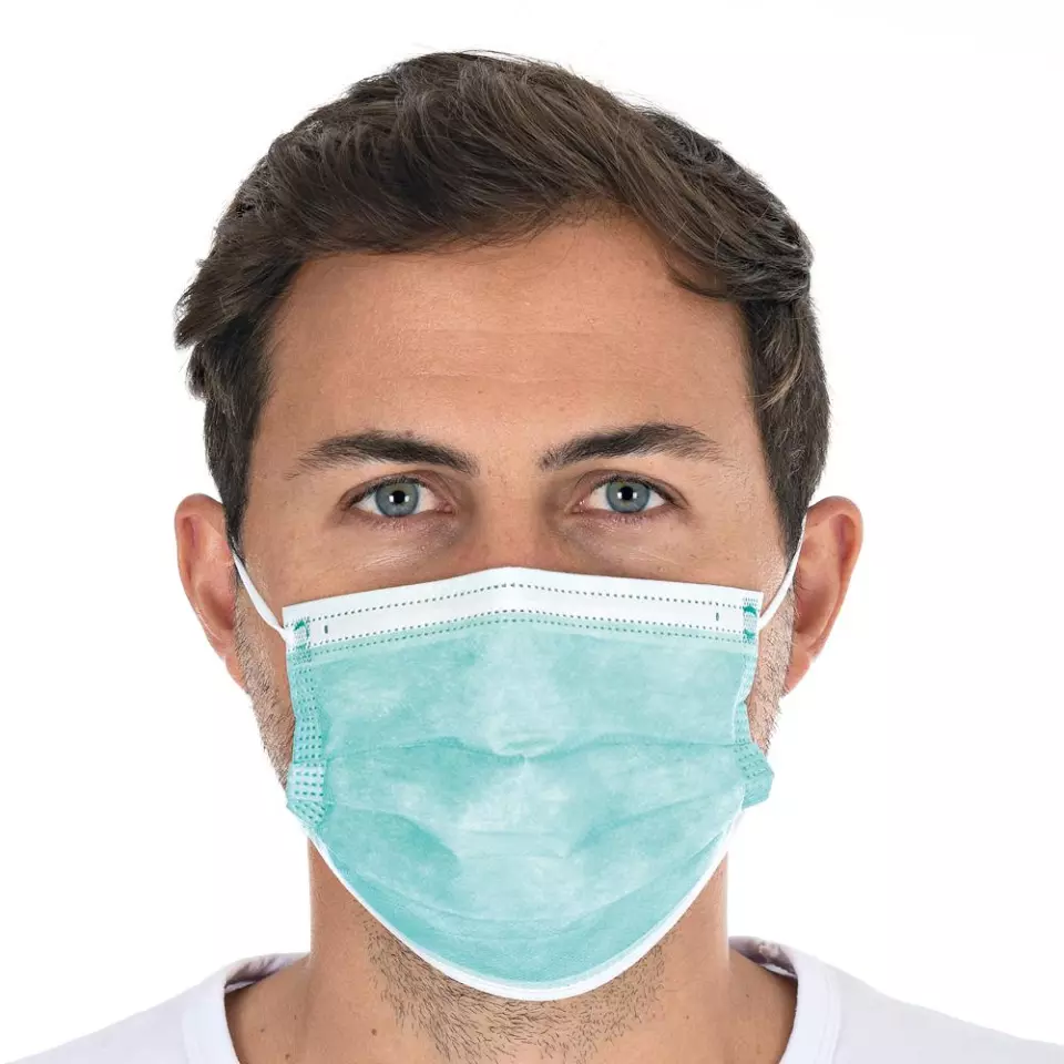 Hygostar 291771P, PP Face Masks, IIR, 3-Ply, Green, Economy Pack, image 1, gallery thumbnail