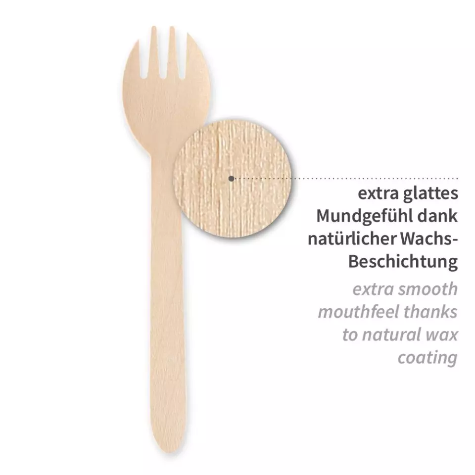 NATUREStar 388596, Organic Wood Sporks, 158 mm, FSC® 100%, Wax Coated, image 2, gallery thumbnail