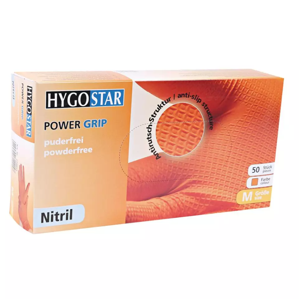 Hygostar 270825, Power Grip Powder-Free Nitrile Gloves, Size 11/XXL, Orange, image 5, gallery thumbnail