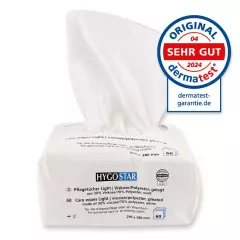 Hygostar 53622, Care Light Wipes, 29 x 38 cm, Viscose/Polyester, Pleated, White