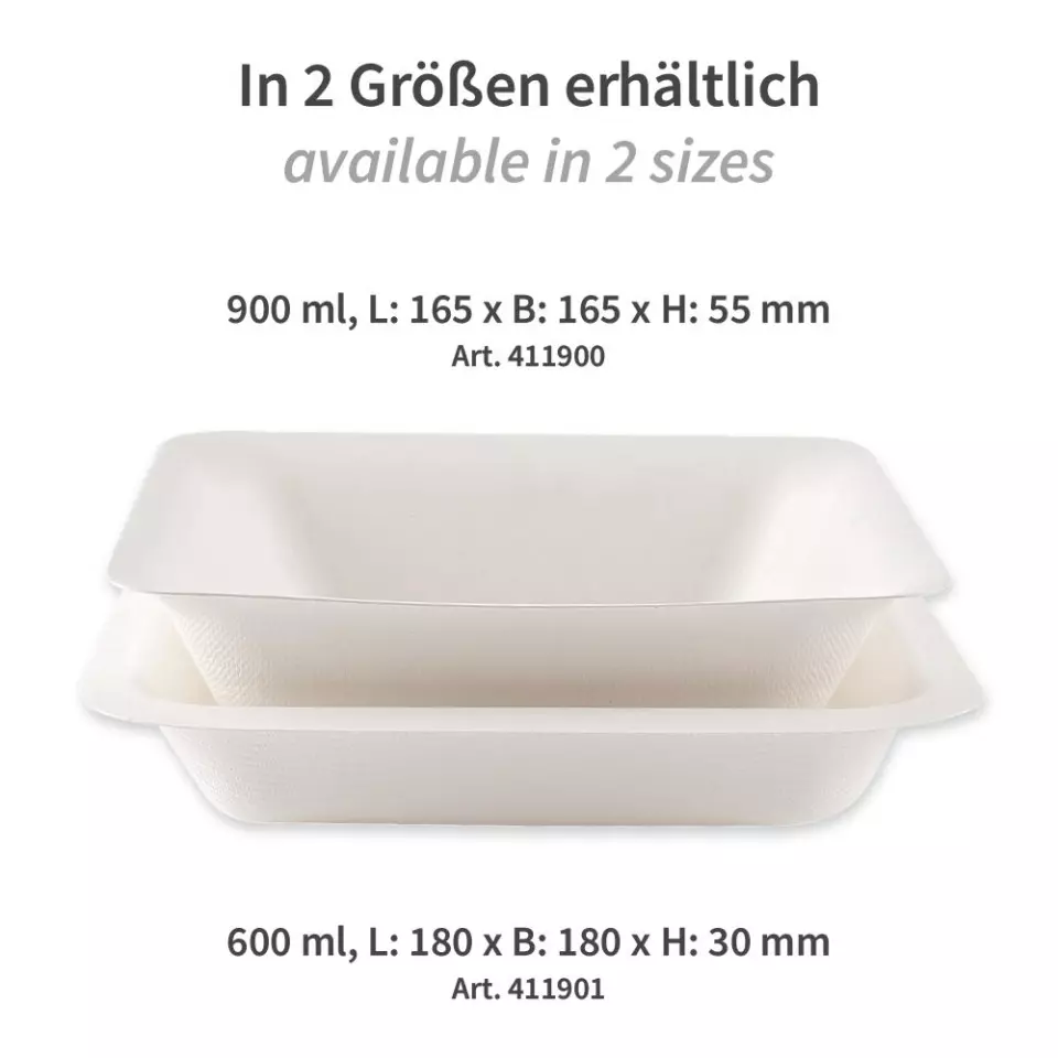 NATUREStar 411900, Eleganza Organic Bagasse Trays, 165 x 55 mm, 900 ml, image 3, gallery thumbnail