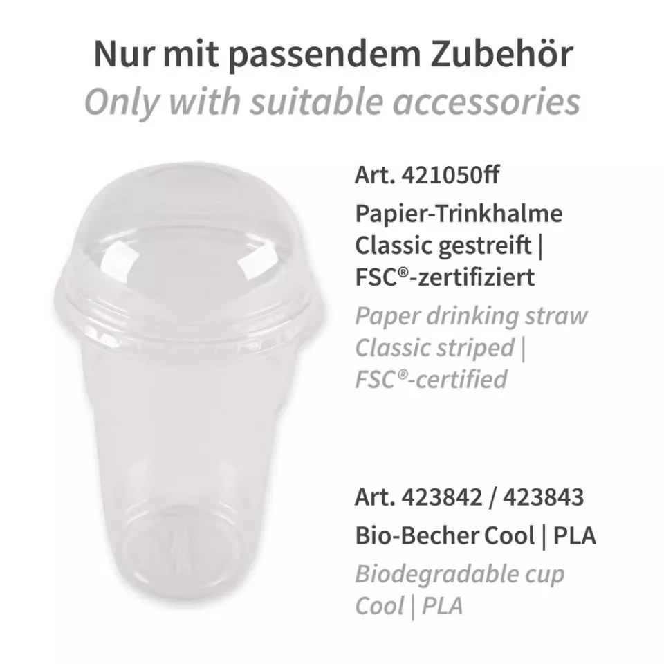 NATUREStar 423862, PLA Lids for Cold Beverage Cups, ø 95 mm, With Straw Slot, image 6, gallery thumbnail