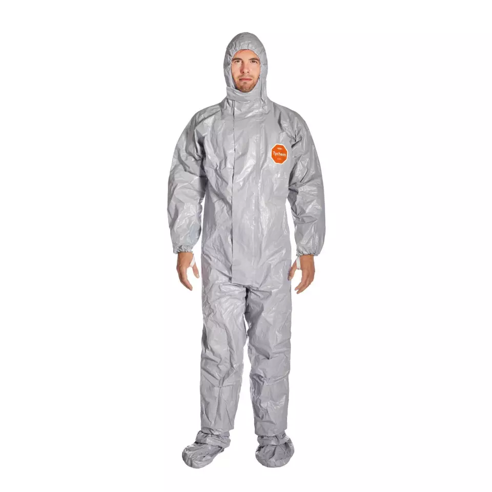 DuPont TF-CHA6-T-GY-16, Tychem 6000 F Coverall with Dissipative Socks, Grey, image 1, gallery thumbnail