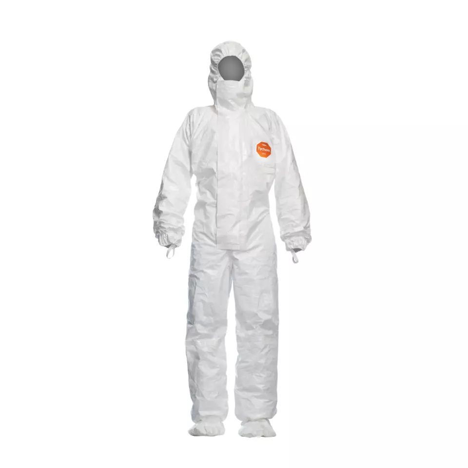 DuPont SL-CHZ6-T-WH-16, Tychem 4000 S Coverall with Socks, White, image 1, gallery thumbnail
