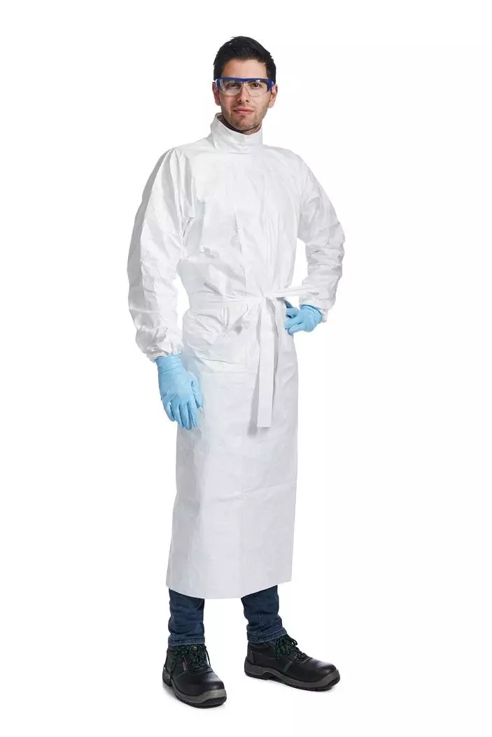 DuPont IC-703-S-WH-00, Tyvek Isoclean IC703 Chemo Gown, White, image 1, gallery thumbnail