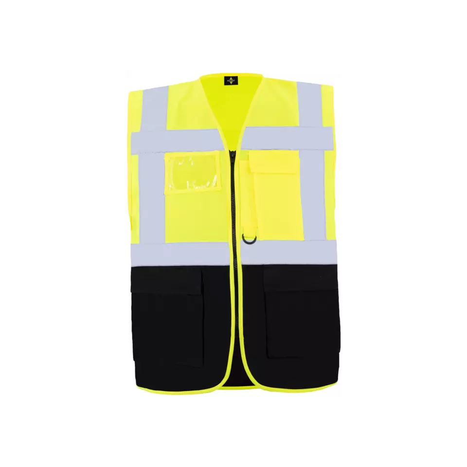 Korntex KXCMFSG, Hamburg Safety Vest, Signal Yellow/Black, image 1, gallery thumbnail